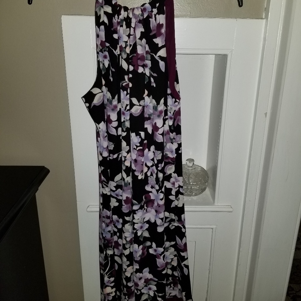 WHBM Purple floral reversible halter dress